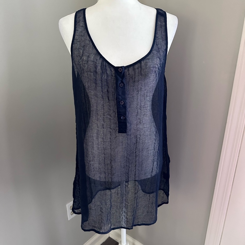 NWT Eileen Fisher Sheer Linen Henley Tunic